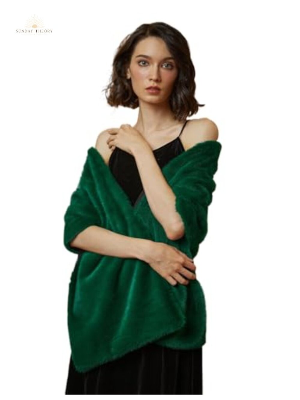 Women Faux Fur Shawl Wrap Shrug Stole Winter Bridal Wedding Cover Up